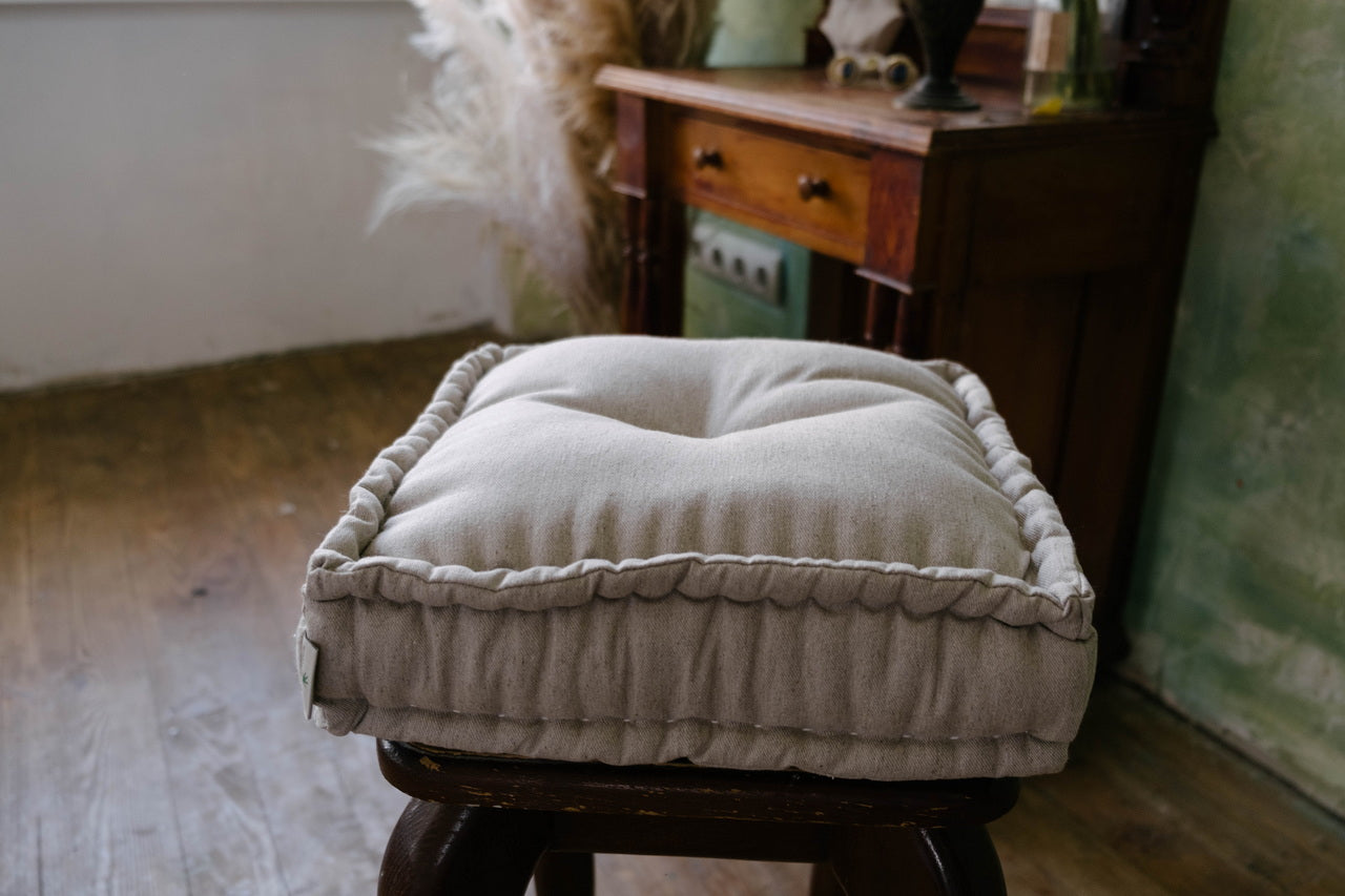 Small Hemp Linen Cushions filled organic hemp fiber in Natural non-dyed Linen Fabric / Floor Cushion Pillow Seat Decorative Meditation Yoga