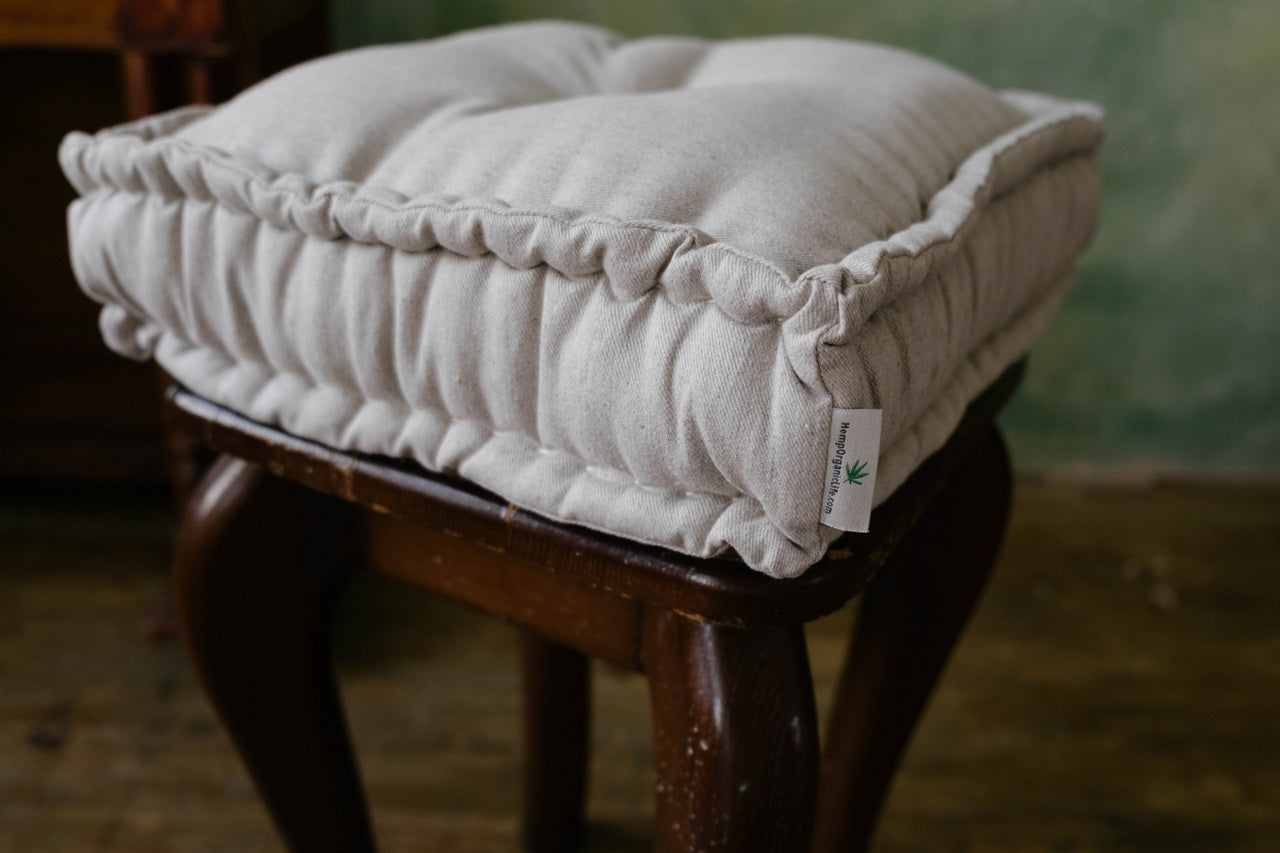 Small Hemp Linen Cushions filled organic hemp fiber in Natural non-dyed Linen Fabric / Floor Cushion Pillow Seat Decorative Meditation Yoga