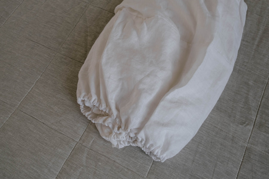 White Linen Fitted Sheet Linen Washed Fabric Queen Full, Twin, King Custom size