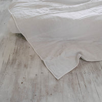 White Natural HEMP Linen blanket quilt in stripe- linen organic fabric + filler organic Hemp fiber - Full Queen King custom sizes
