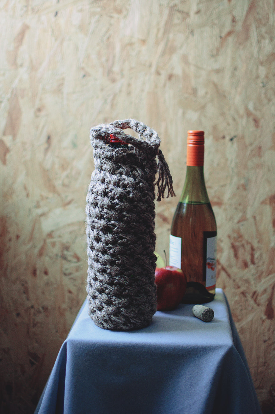 Hemp Wine bag for bottle /Eco Friendly - Organic HEMP knit bag cover - watter bottle bag Natural Tablecloth