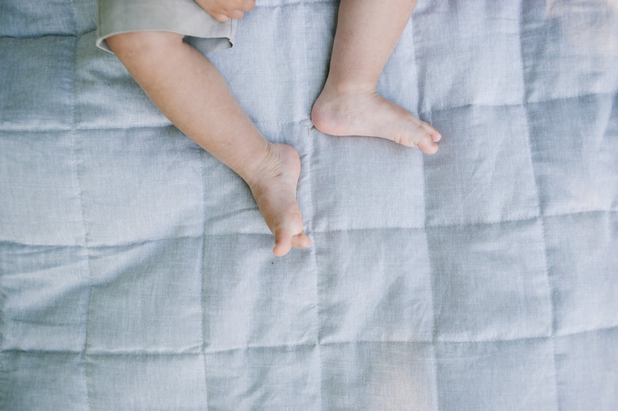 Hemp Linen Play Mat filled HEMP Fiber in Natural Linen fabric Light Yellow Mustard Blanky padded