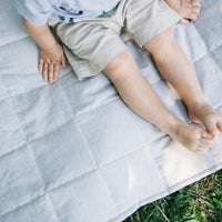 Hemp Linen Play Mat filled HEMP Fiber in Natural Linen fabric Light Yellow Mustard Blanky padded