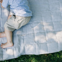 Hemp Linen Play Mat filled HEMP Fiber in Natural Linen fabric Light Yellow Mustard Blanky padded