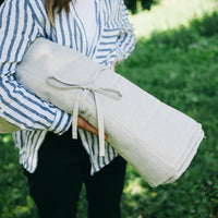 Hemp Linen Play Mat filled HEMP Fiber in Natural Linen fabric Light Yellow Mustard Blanky padded