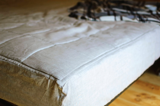 Hemp Linen Mattress Pad cover as fitted sheet filled organic Hemp Fiber in 100% non-dyed Linen fabric Queen Full, Twin, King size