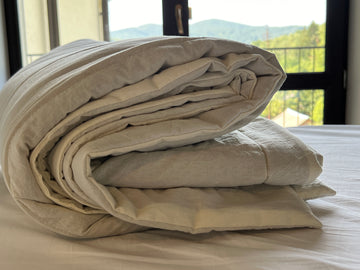 Hemp Blanket USA Queen 86" x 90" Vanilla soft thin and light Hemp fiber in soft washed cotton fabric for hot summer nights extra thin Quilt