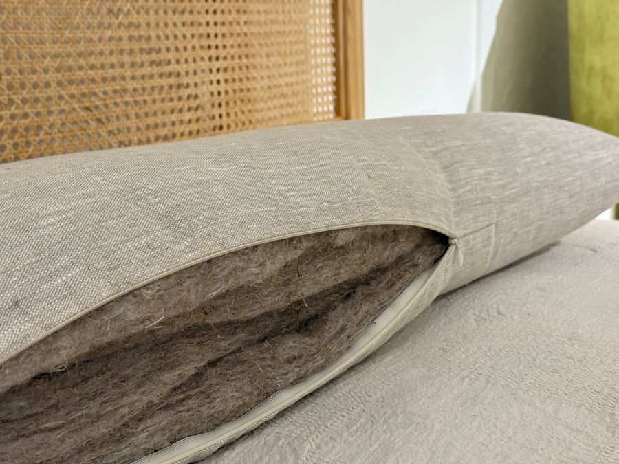 Hemp Body Pillow Filled Breathable Hemp Fiber Filler in Natural Linen Fabric Side Sleeper Support Pillow with regulation height