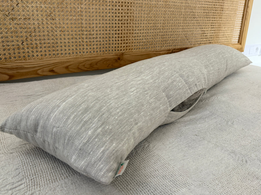 Hemp Body Pillow Filled Breathable Hemp Fiber Filler in Natural Linen Fabric Side Sleeper Support Pillow with regulation height