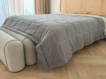 Graphite Hemp Blanket Bedspread or Throw - Hemp Filling in Washed Linen Cotton fabric - Minimalist Bed Cover - Breathable Summer blanket