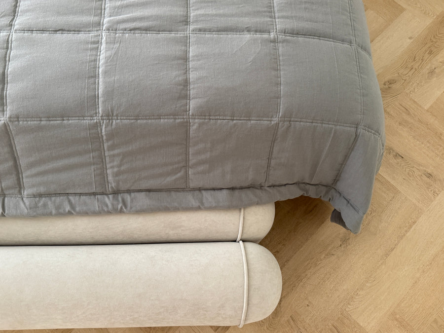 Graphite Hemp Blanket Bedspread or Throw - Hemp Filling in Washed Linen Cotton fabric - Minimalist Bed Cover - Breathable Summer blanket