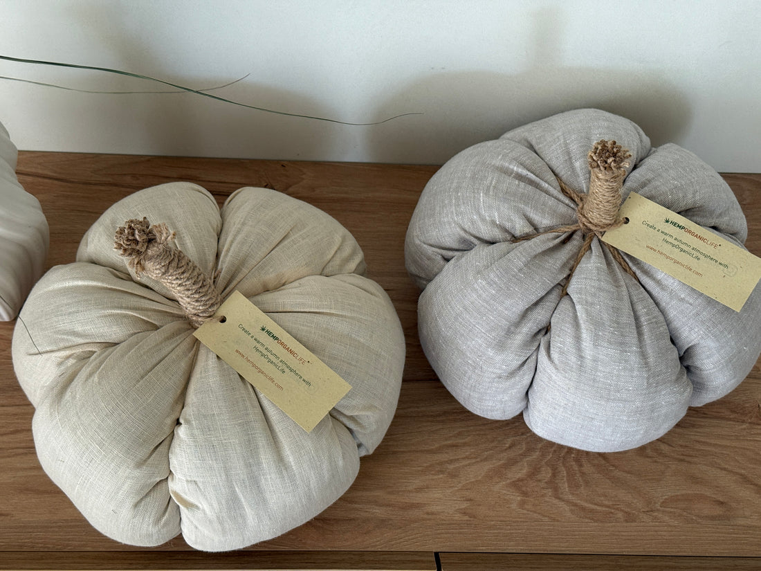 HEMP Linen Home Decor filled Natural Hemp Fiber - Hemp Textile Pumpkins - Naturally Cozy - Eco-Friendly Autumn Decor