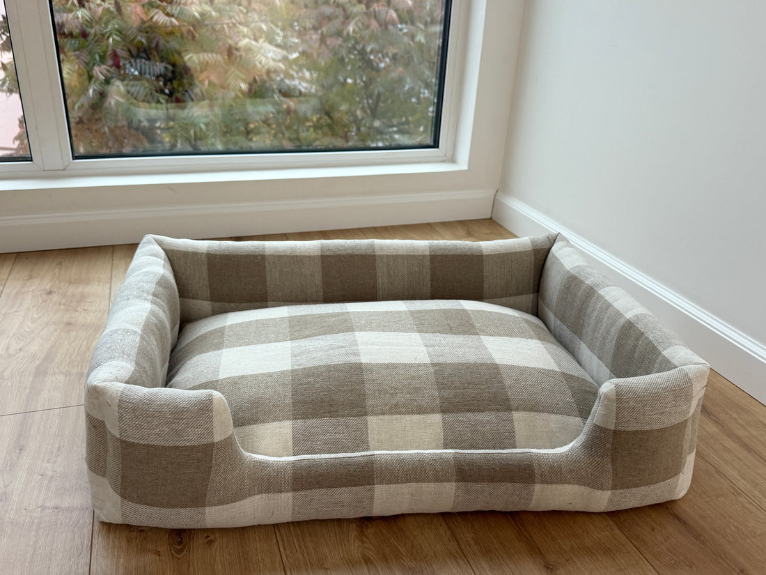 Natural Hemp Linen Pet Bed Filled Organic Hemp Fiber in thick Linen Natural Fabric Dog Floor cushion Pad Medium Large Dog cots eco friendly