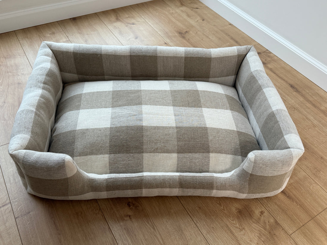 Natural Hemp Linen Pet Bed Filled Organic Hemp Fiber in thick Linen Natural Fabric Dog Floor cushion Pad Medium Large Dog cots eco friendly