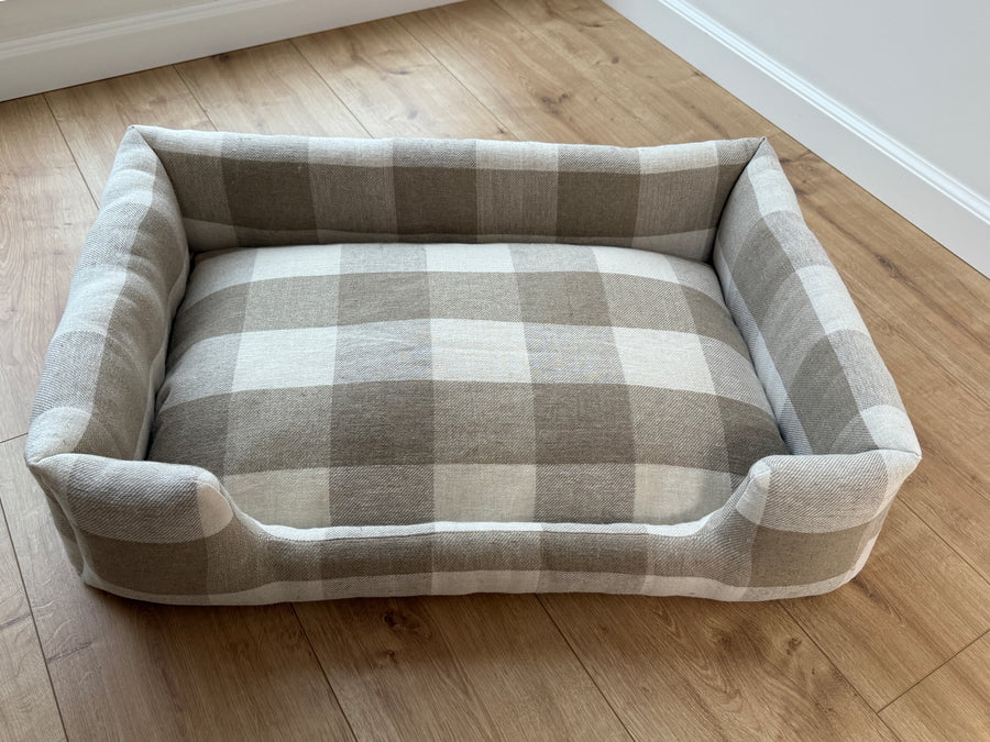 Natural Hemp Linen Pet Bed Filled Organic Hemp Fiber in thick Linen Natural Fabric Dog Floor cushion Pad Medium Large Dog cots eco friendly