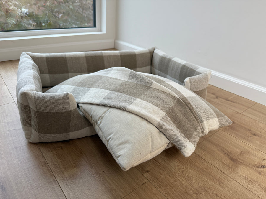 Natural Hemp Linen Pet Bed Filled Organic Hemp Fiber in thick Linen Natural Fabric Dog Floor cushion Pad Medium Large Dog cots eco friendly