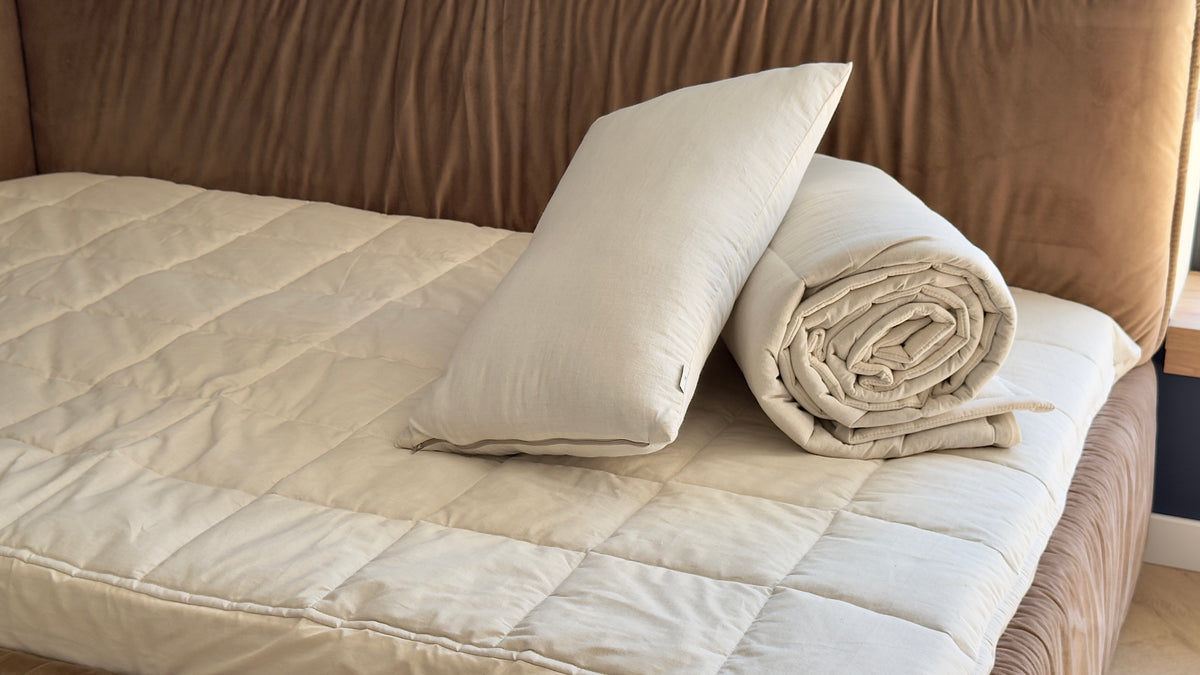 Hemp Linen Mattress Pad cover as fitted sheet filled organic Hemp Fiber in 100% non-dyed Cotton fabric Queen Full, Twin, King, custom size/Hypoallergenic (Copy)