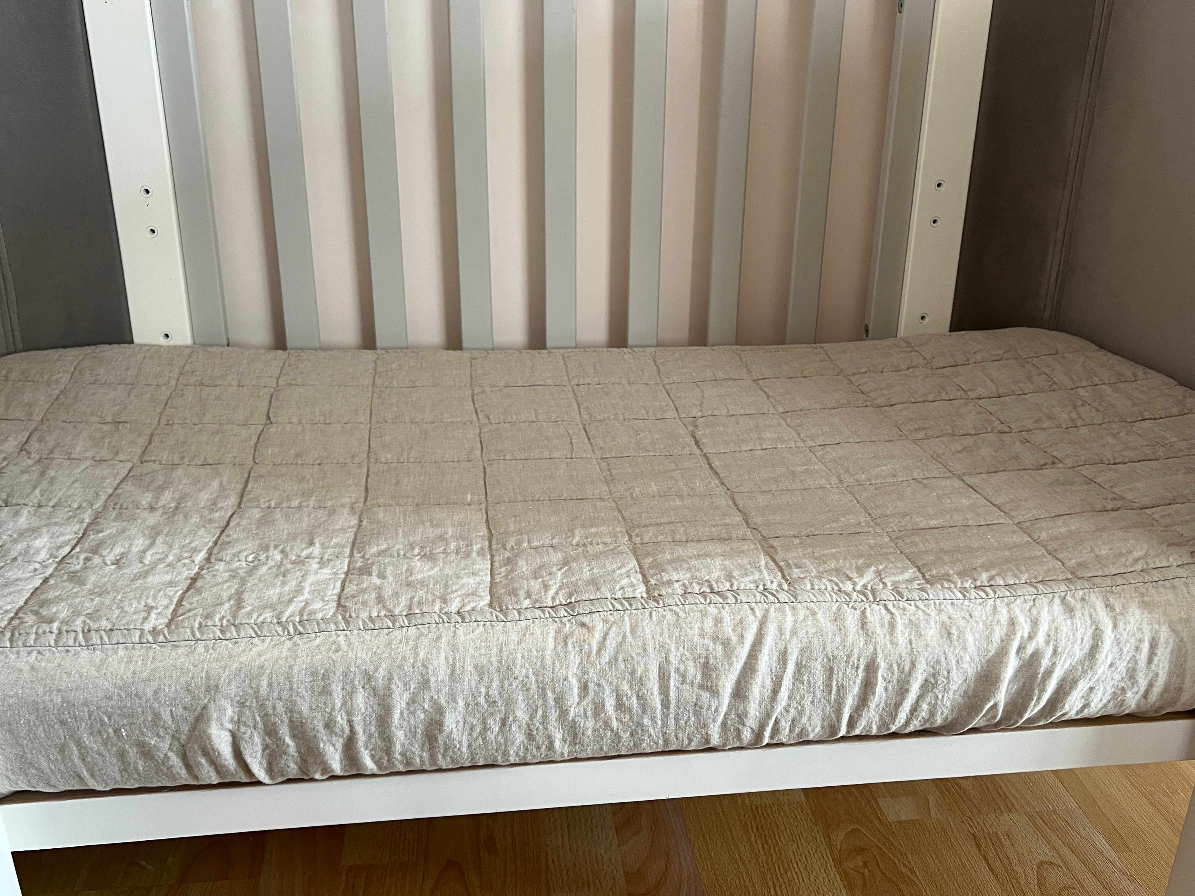 Organic Hemp Mattress Pad in linen fabric as fitted sheet/ filled Hemp Fiber + 100% Flax cover/Queen Full, Twin, King size/Hypoallergenic
