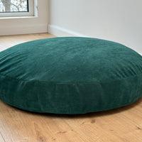 Round Hemp Cushion with Removable Green Velvet Cotton Cover Hemp Fiber Filling in Italian velvet fabric Floor cushion pillow custom made