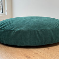 Round Hemp Cushion with Removable Green Velvet Cotton Cover Hemp Fiber Filling in Italian velvet fabric Floor cushion pillow custom made