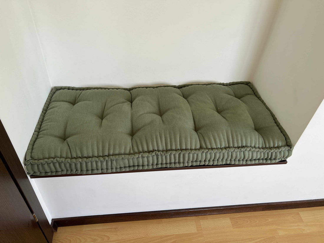 Green Bench Cushion, Cushion for Bench, Custom Bench Cushion, Window  Cushion, Window Seat, French Cushion, Floor Pillow 