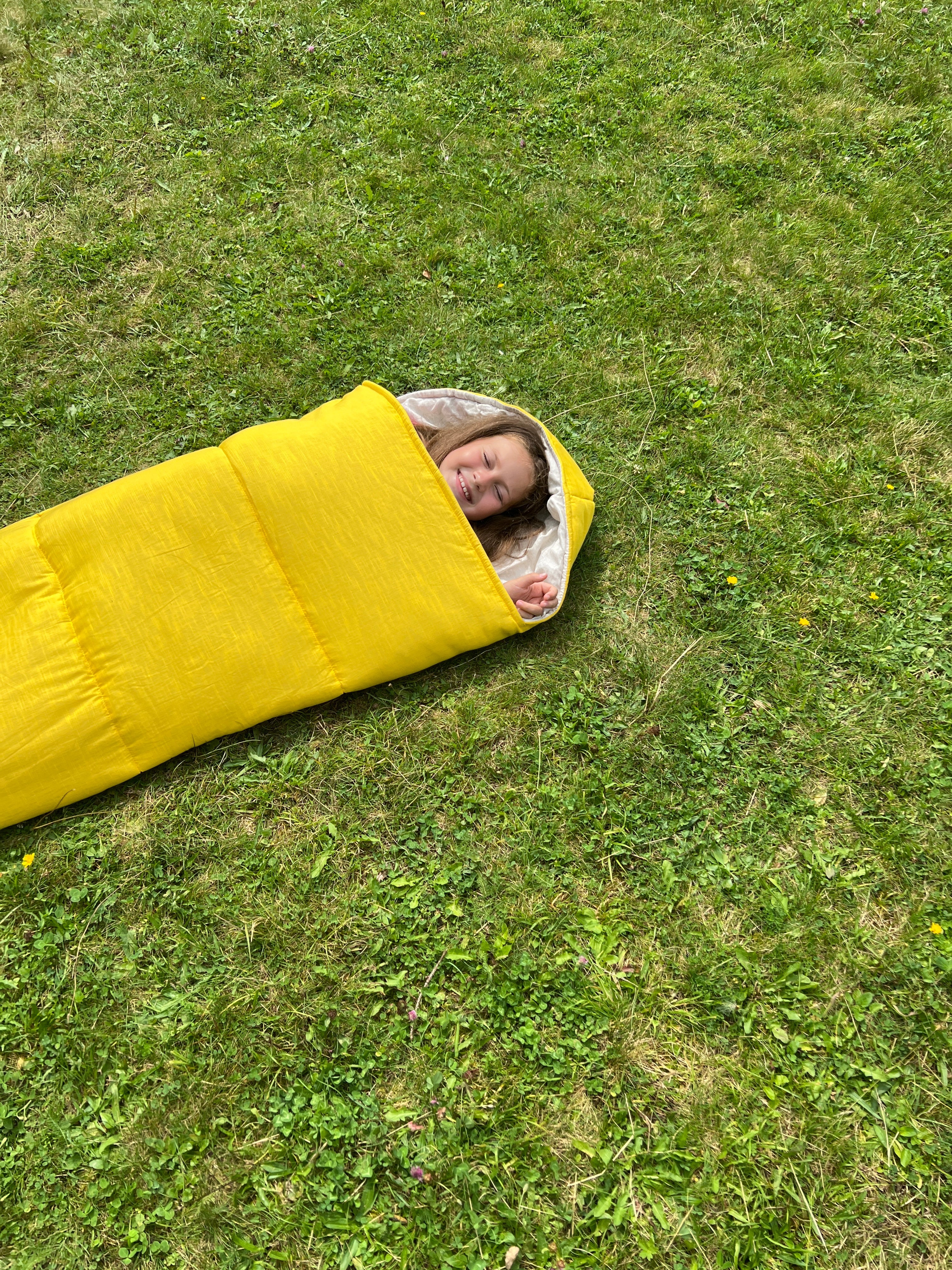 Red Kids natural HEMP Linen Sleeping Bag with Hood School Nap mat for Kids, camping van sleeping bag organic hemp fiber filling