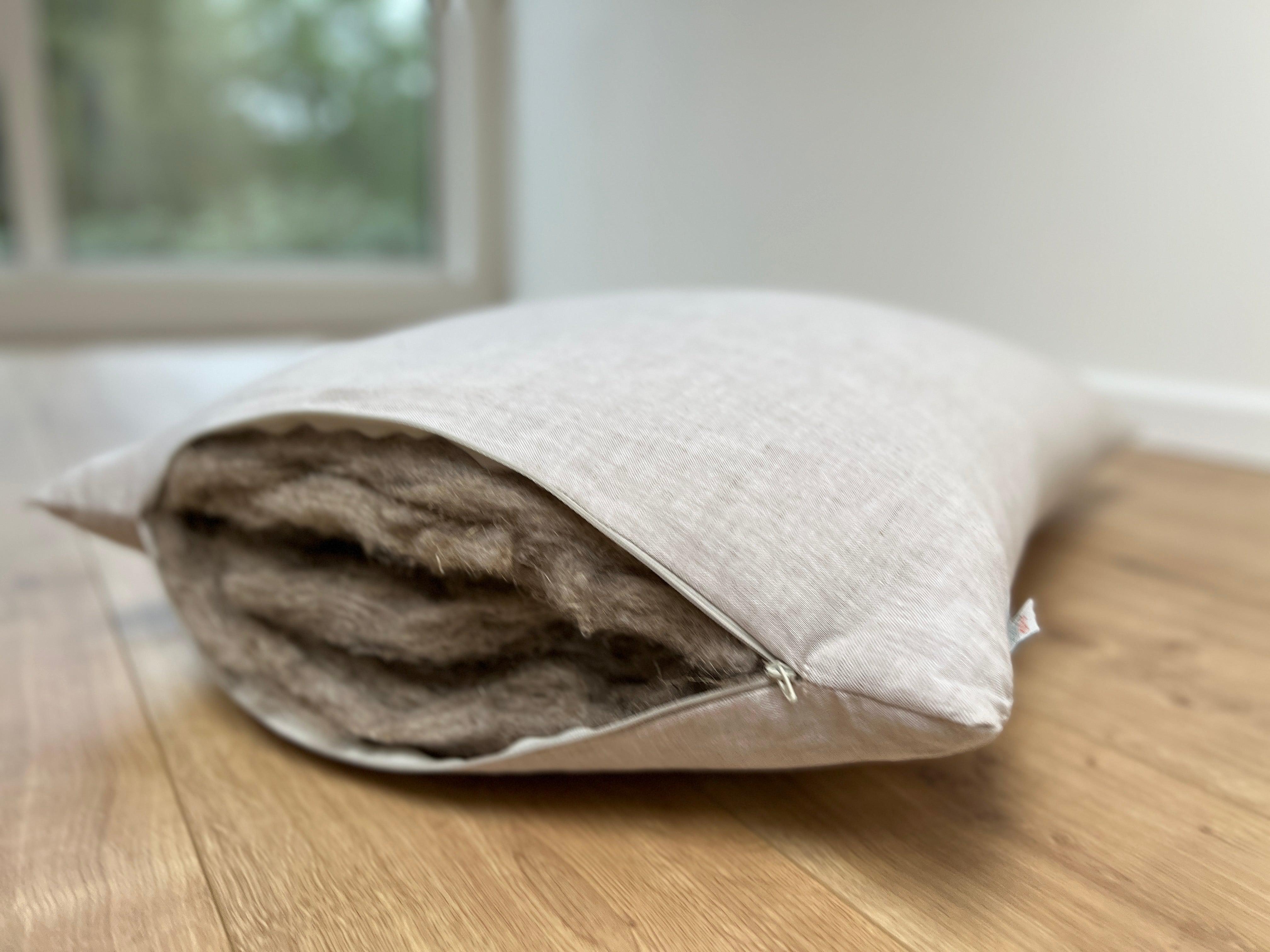 Hemp Pillow filled HEMP FIBER in white Linen fabric with zipper Regulation height/Hemp pillow/ Bed Pillow /Toddler pillow/ Eco friendly