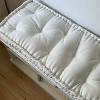 White Hemp Linen Window Mudroom Floor Bench Cushion filled organic Hemp Fiber filling in Linen Fabric Custom Made