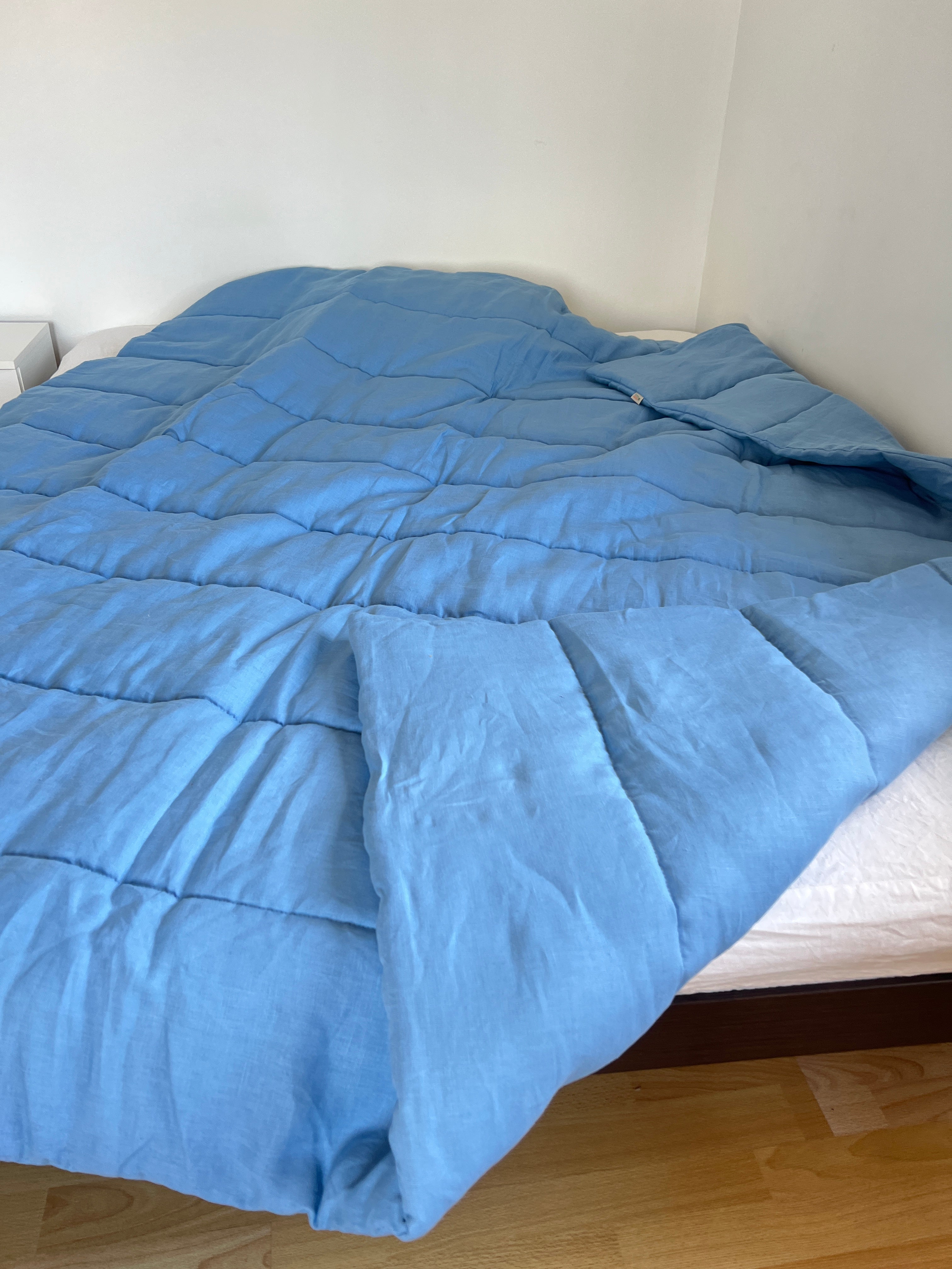 Blue Warm HEMP Linen Comforter Blanket Linen Fabric Filler Organic Hemp Fiber Eco friendly- Full Queen King Custom Size