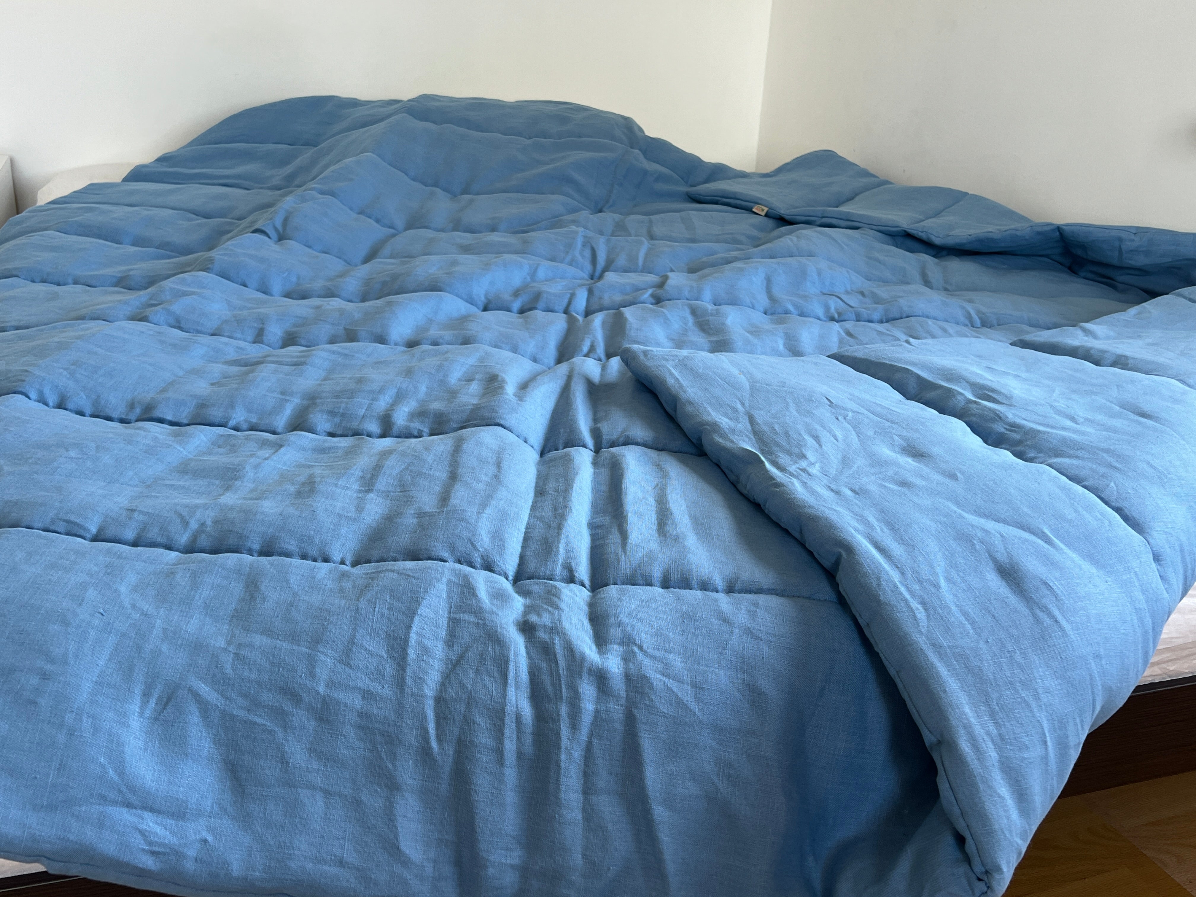 Blue Warm HEMP Linen Comforter Blanket Linen Fabric Filler Organic Hemp Fiber Eco friendly- Full Queen King Custom Size