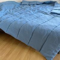 Blue Warm HEMP Linen Comforter Blanket Linen Fabric Filler Organic Hemp Fiber Eco friendly- Full Queen King Custom Size