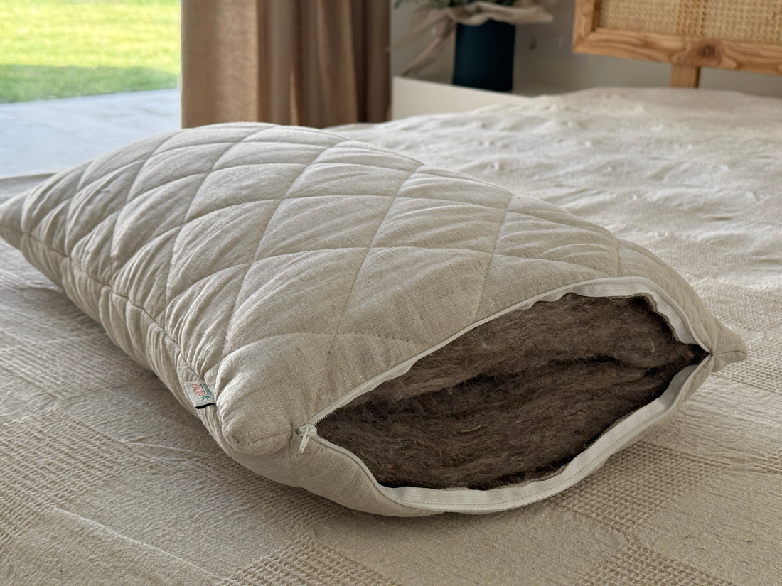 HEMP Pillow filled organic HEMP FIBER in Hemp fabric Hypoallergenic Bed Pillow Eco pillow