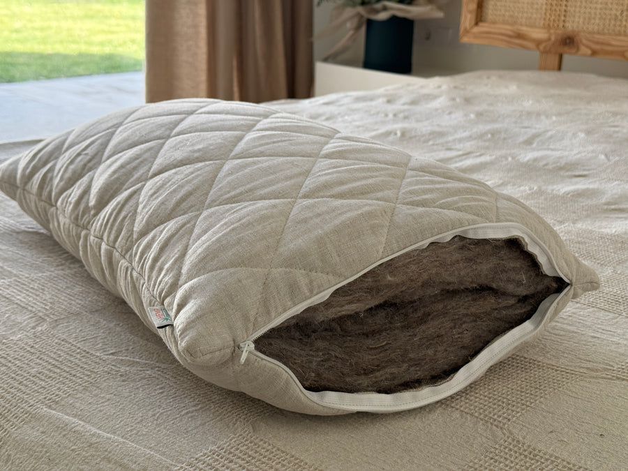 HEMP Pillow filled organic HEMP FIBER in Hemp fabric Hypoallergenic Bed Pillow Eco pillow