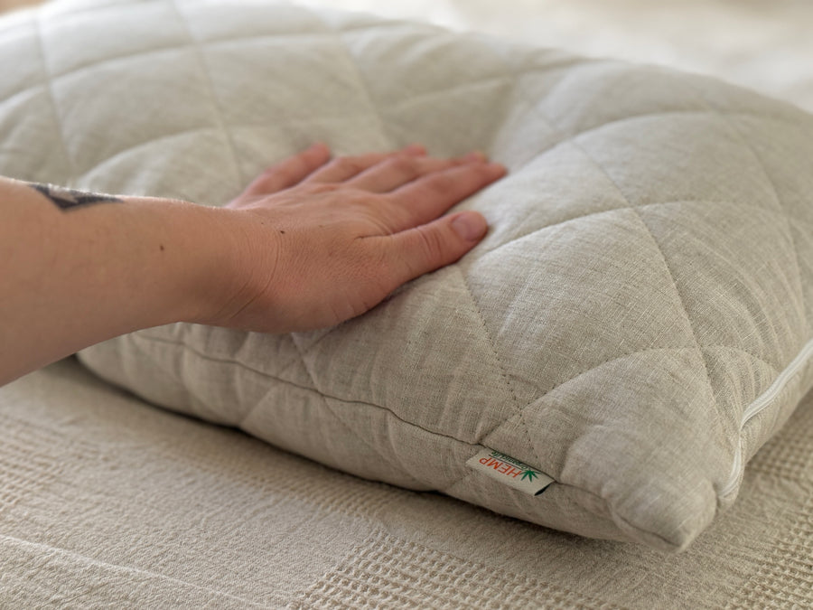 HEMP Pillow filled organic HEMP FIBER in Hemp fabric Hypoallergenic Bed Pillow Eco pillow
