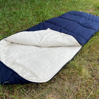 Large Thick HEMP Linen Sleeping bag with Hood Organic Hemp Fiber Filling inside in Linen fabric hand made