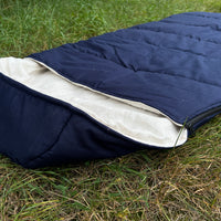 Large Thick HEMP Linen Sleeping bag with Hood Organic Hemp Fiber Filling inside in Linen fabric hand made