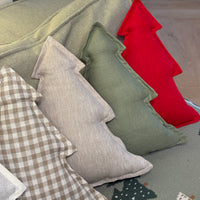 Hemp Linen Pillow Christmas Tree filled HEMP Fiber filler in Linen fabric Custom size / Color Carpet Activity Tummy time pillow