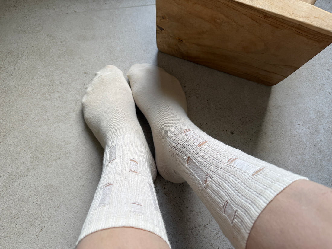 Hemp Teen Socks Long Ribbed Torn Cuff Socks Natural oatmeal color Vegan socks Gift for teen Cool socks for Teens  Eco-Friendly & Breathable Set of 9 pairs