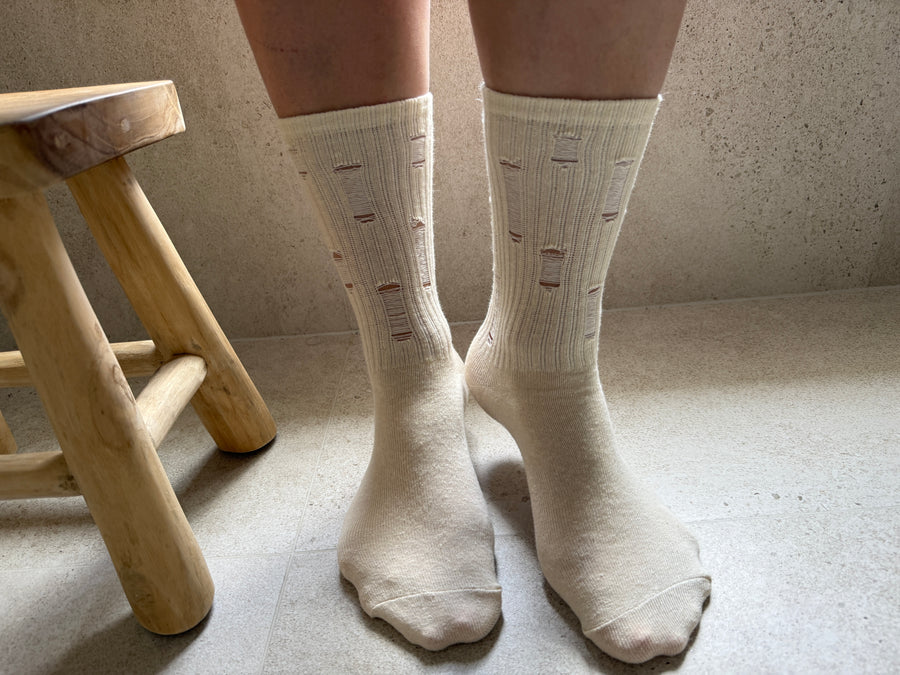 Hemp Teen Socks Long Ribbed Torn Cuff Socks Natural oatmeal color Vegan socks Gift for teen Cool socks for Teens  Eco-Friendly & Breathable Set of 9 pairs