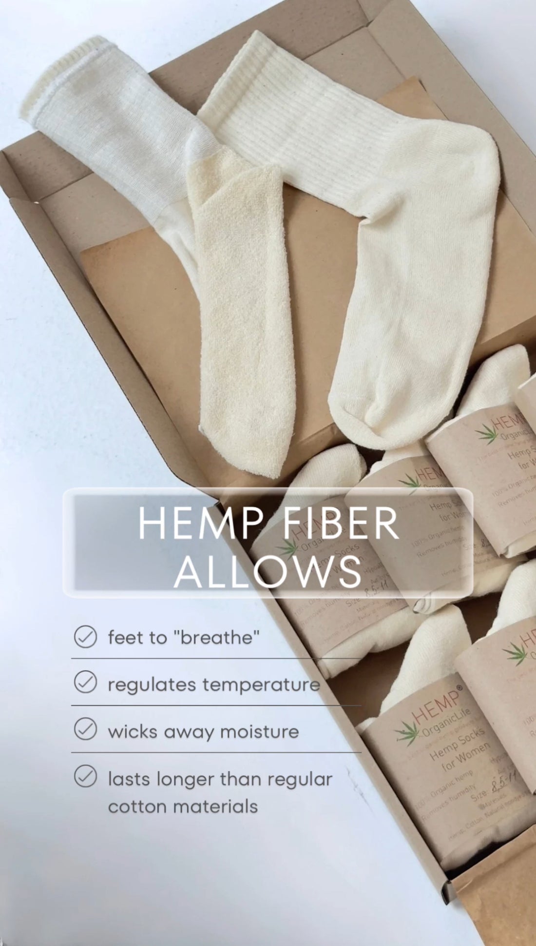 Warm Hemp Socks with Soft Terry Cushioning  Cozy Hemp Socks Warmth You Can Feel Hemp Cotton Socks Natural Vegan Men's hemp socks