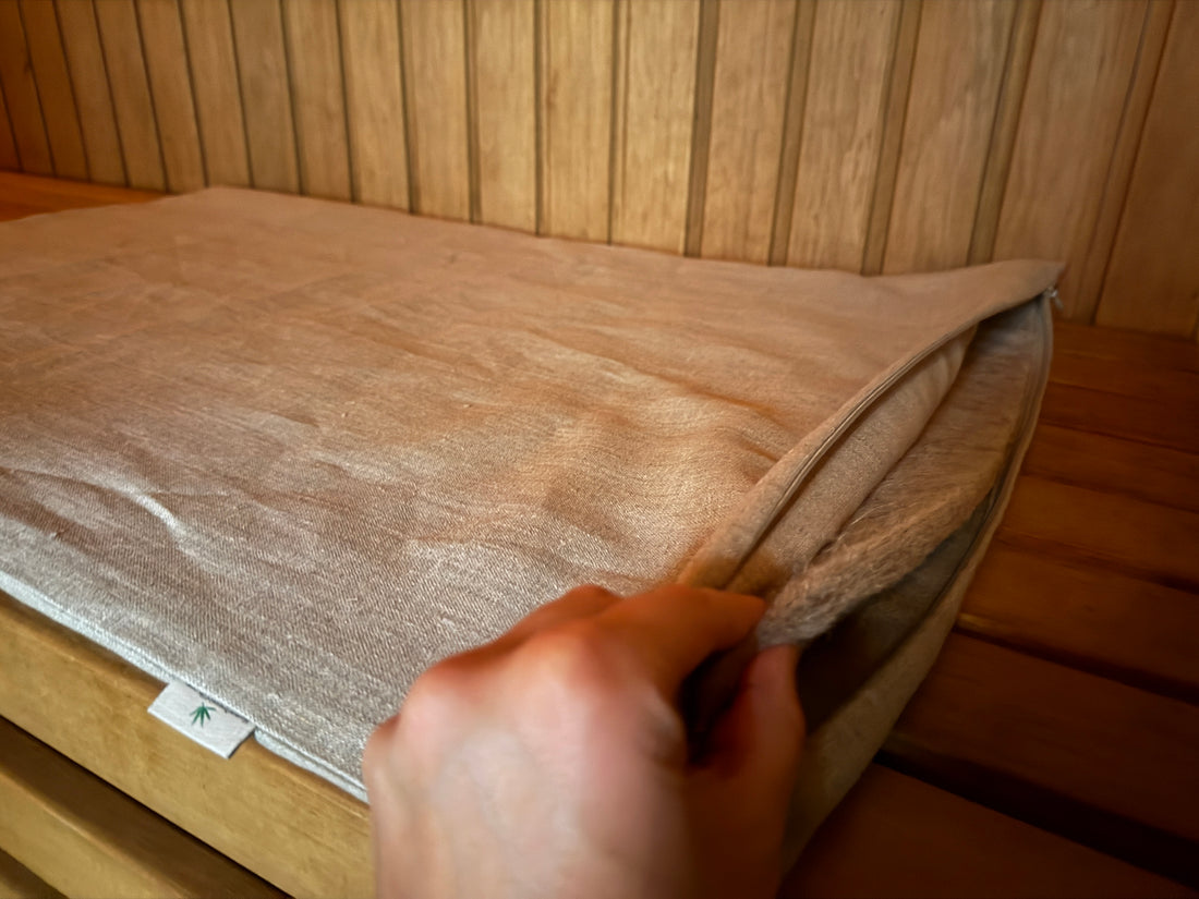 Hemp Natural Sauna Mat Linen Seating pads filled organic Hemp fiber filling in natural non-dyed linen fabric, Eco Friendly Sauna Accessories