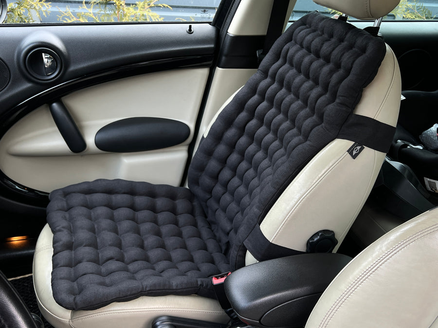 Black Linen Organic Car Seat Cover filling Buckwheat hulls in black color/Massage Orthopedic/Car Seat Cover