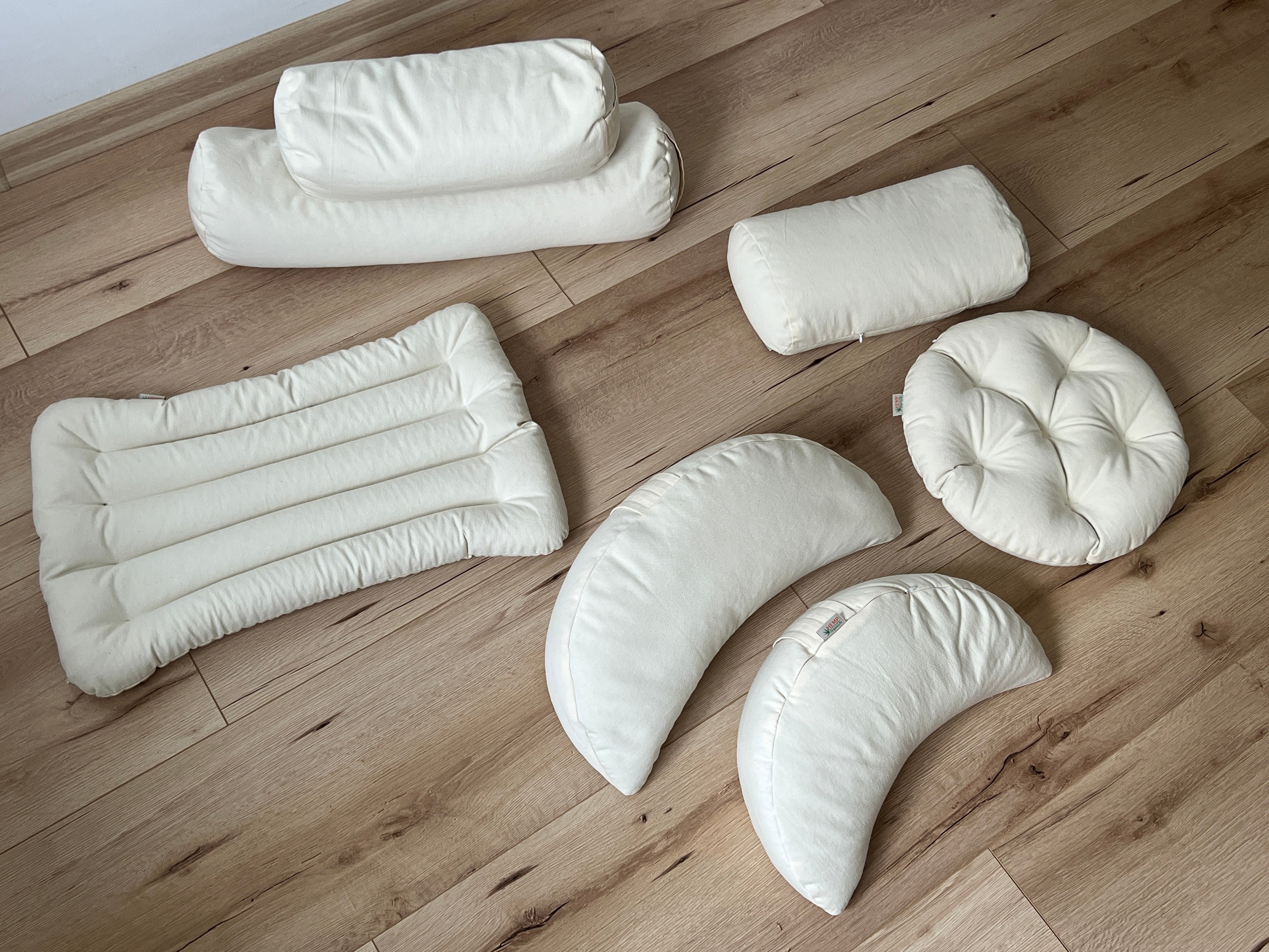 Meditation Сushion with Buckwheat hulls in natural non-dyed Cotton fabric / for Yoga studio/ zabuton Organic Massage Pillow seat