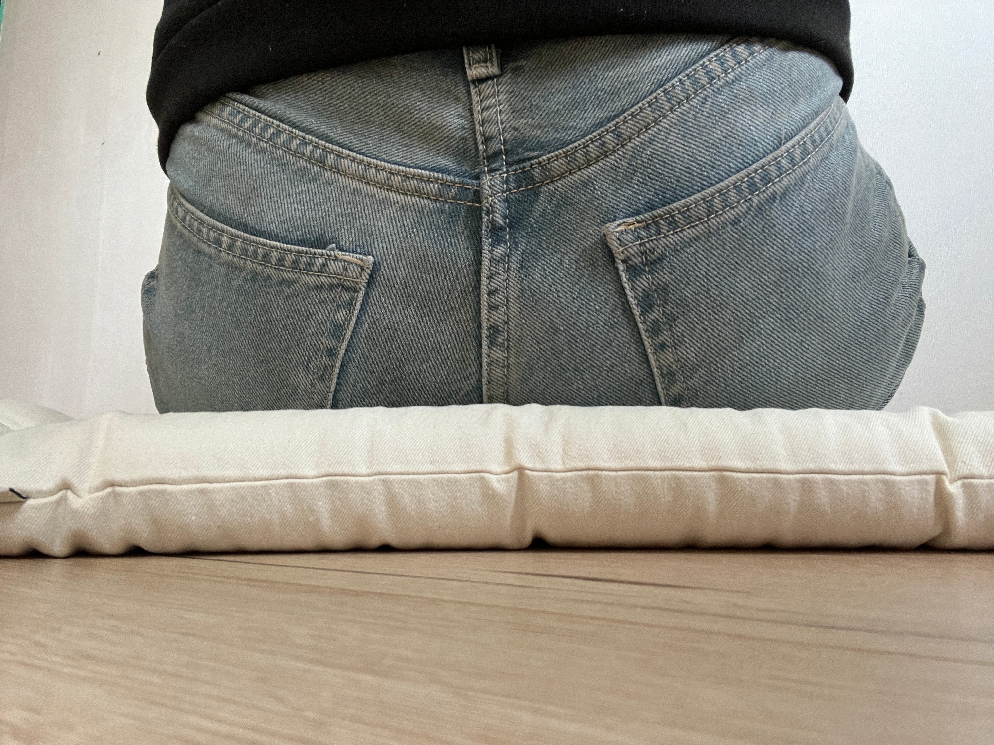 Meditation Сushion with Buckwheat hulls in natural non-dyed Cotton fabric / for Yoga studio/ zabuton Organic Massage Pillow seat