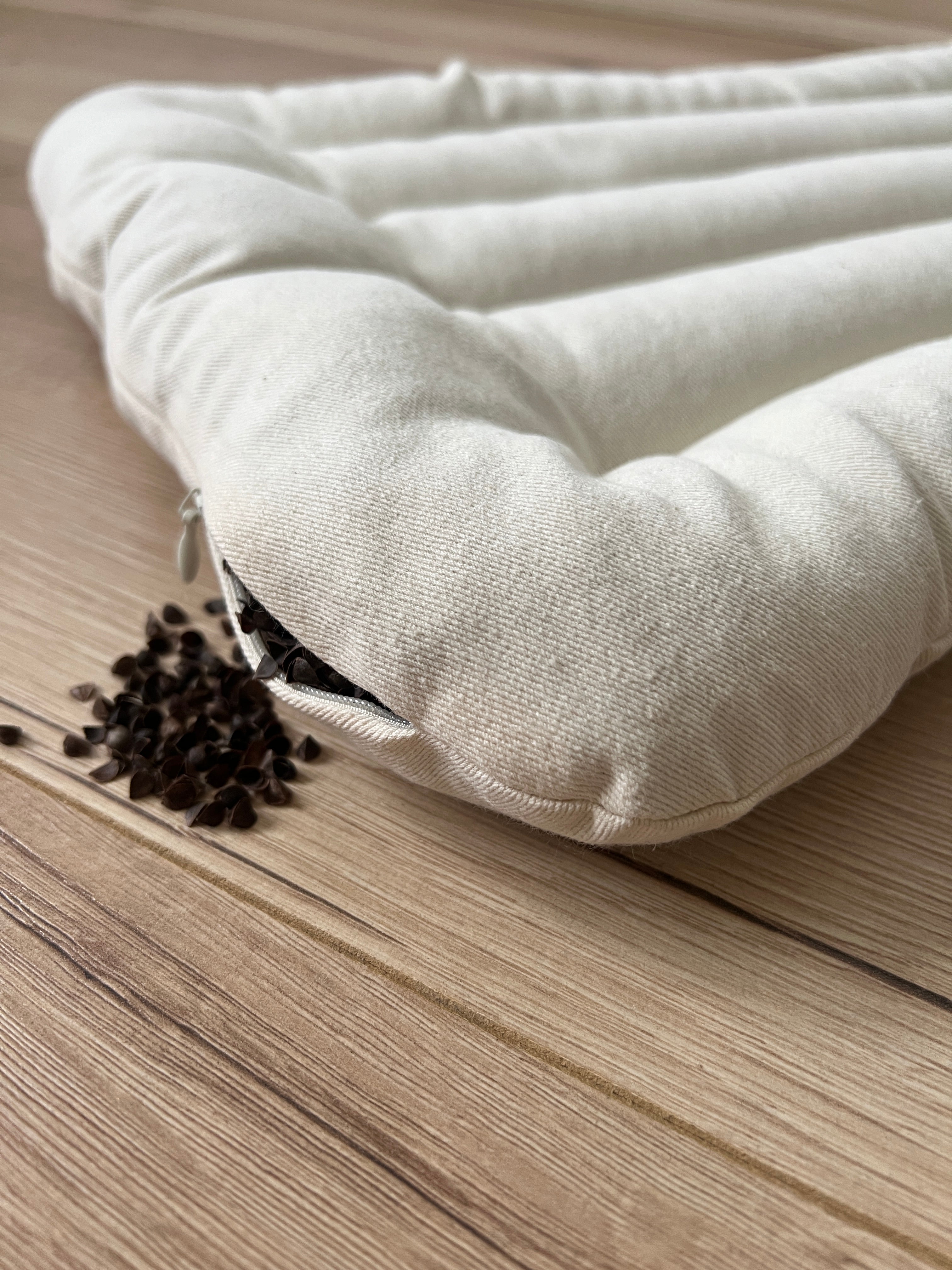 Meditation Сushion with Buckwheat hulls in natural non-dyed Cotton fabric / for Yoga studio/ zabuton Organic Massage Pillow seat