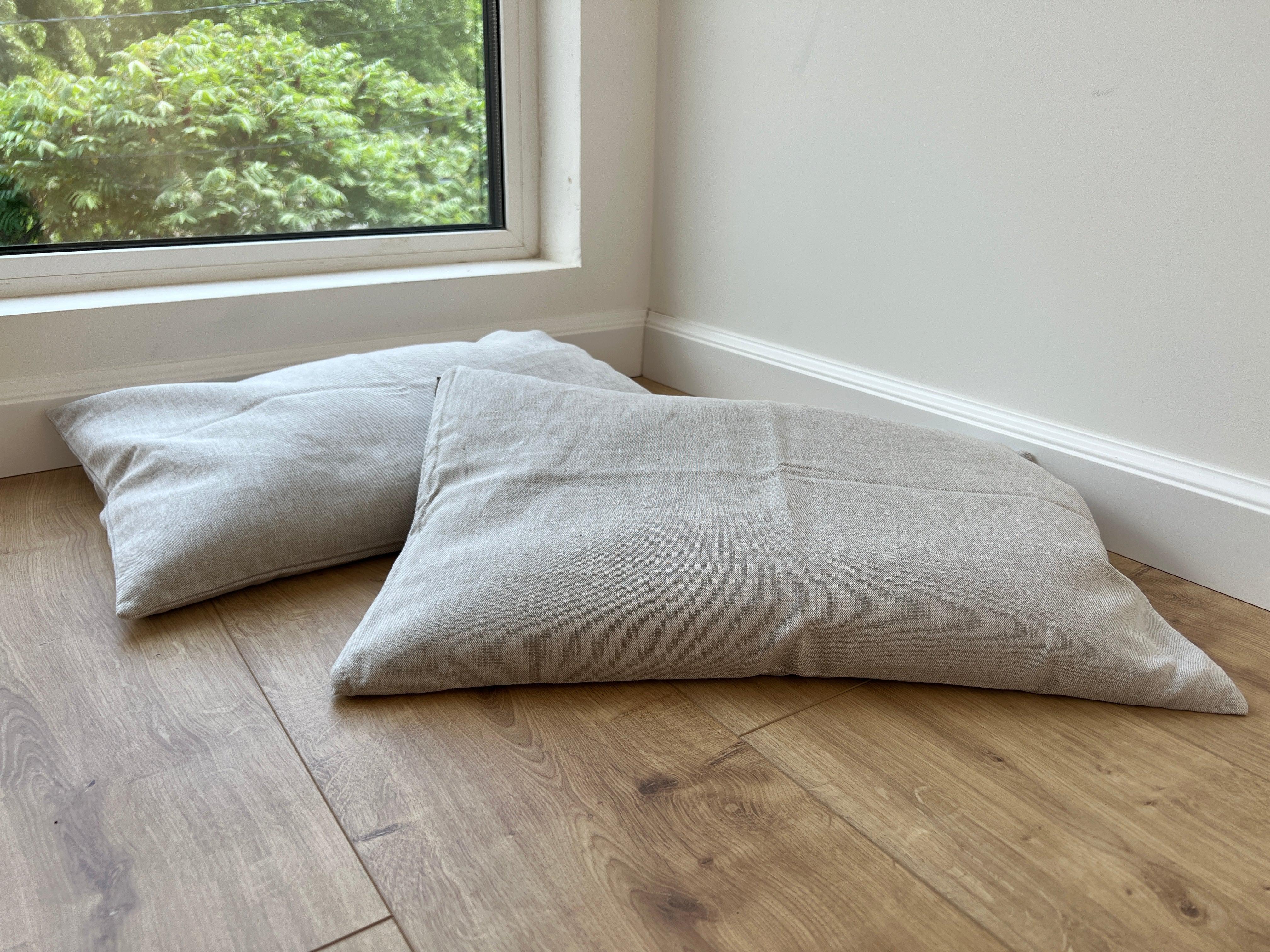 Linen Buckwheat Hulls Pillow Linen non-dyed Fabric organic high quality Buckwheat Hulls Bed Pillow Eco friendly pillow for sleep