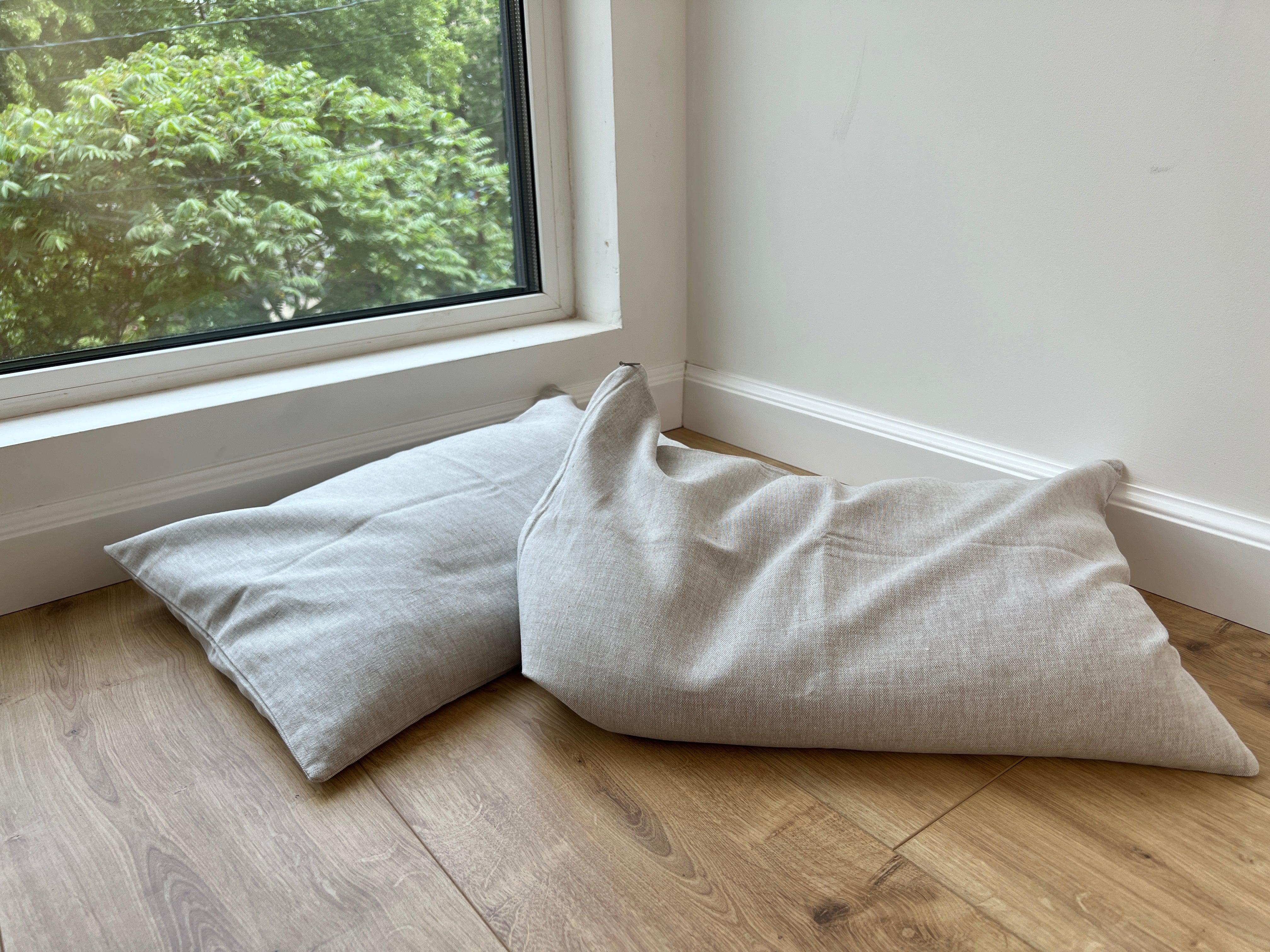 Linen Buckwheat Hulls Pillow Linen non-dyed Fabric organic high quality Buckwheat Hulls Bed Pillow Eco friendly pillow for sleep