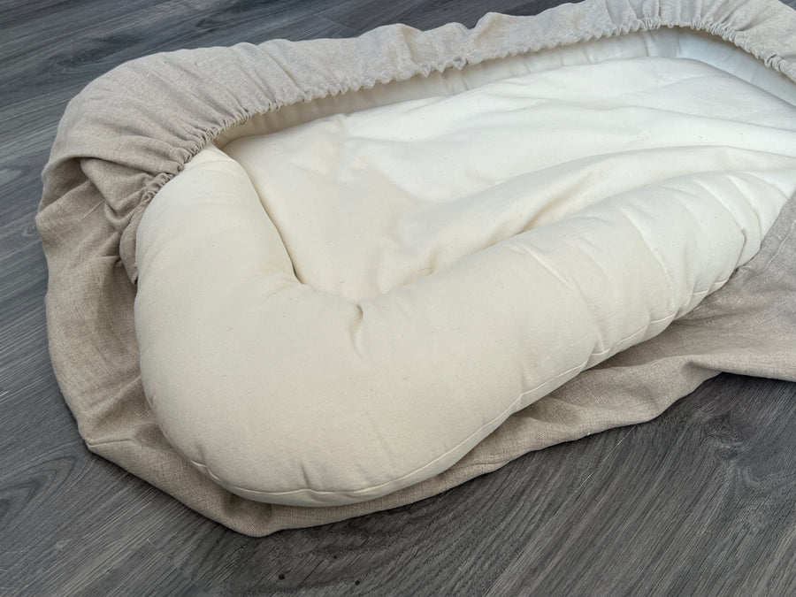 Hemp Linen Pet Bed Mat Pad Cushion Removable Washable Linen Cover Organic Hemp Fiber Filler Natural Linen Fabric Padded for Dog