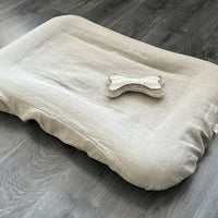 Hemp Linen Pet Bed Mat Pad Cushion Removable Washable Linen Cover Organic Hemp Fiber Filler Natural Linen Fabric Padded for Dog