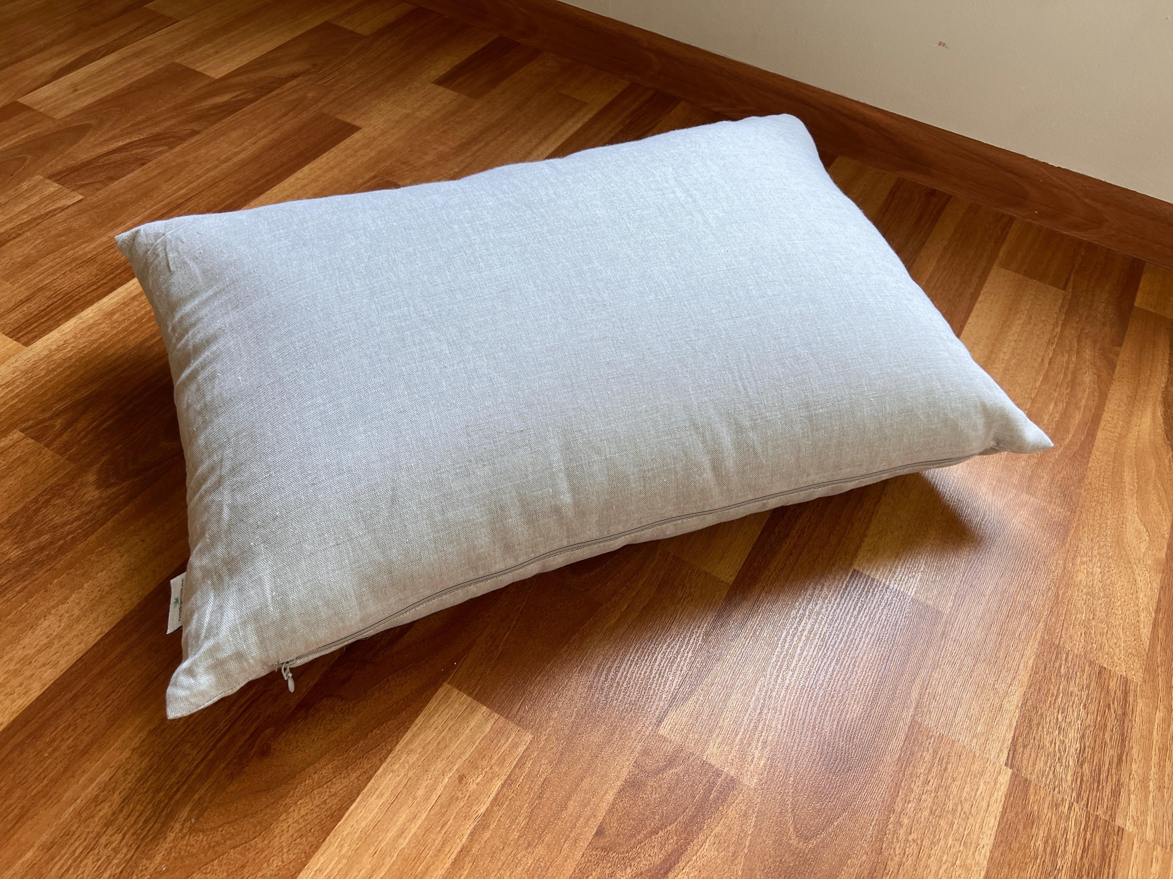 Hemp Pillow filled HEMP FIBER in white Linen fabric with zipper Regulation height/Hemp pillow/ Bed Pillow /Toddler pillow/ Eco friendly